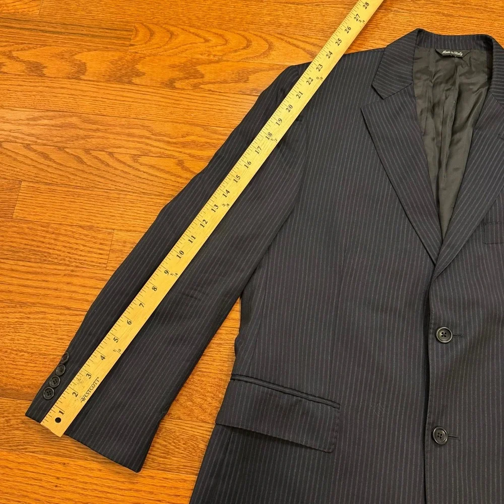 Ermenegildo Zegna Traveller Navy Pinstripe Wool Silk Blazer 40R Italy Mobster